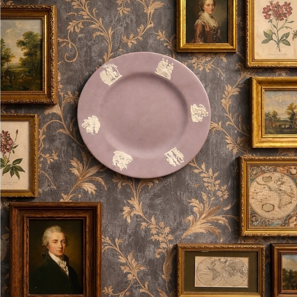 Rare Wedgwood Lilac Jasperware Plate Classical Relief England